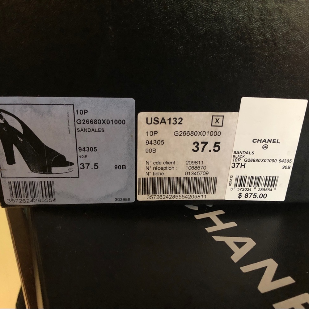 👠 💯 Auth Chanel Black Heel Shoes 37.5 - Picture 5 of 6